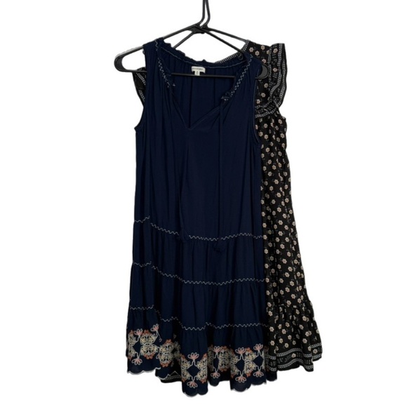 (2) Max Studio Floral Print Tunic Mini Spring Summer Ruffle Dresses size S - Picture 1 of 10